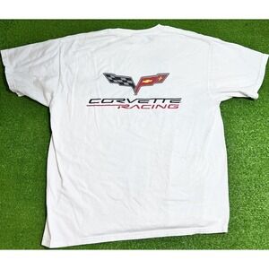 MENS VINTAGE 1980S- 1990S  CORVETTE RACING WHITE TEE SHIRT SIZE XL